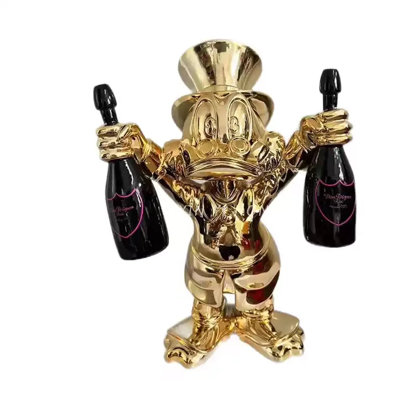 2025 New Electroplated Donald Duck Wine Bottle Fiberglass Creative Decoration Personalized Indoor Cartoon Customized Gift