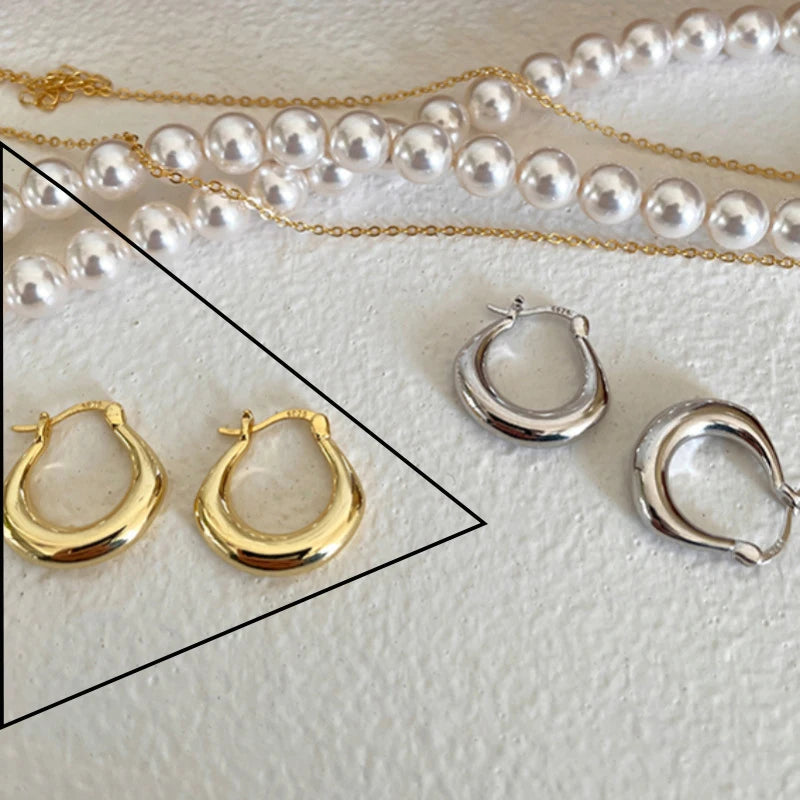 VENTFILLE 925 Sterling Silver Chunky Hoop Earrings for Women Geometric Circle Punk Ear Jewelry Party Gifts 2023 New Dropshipping