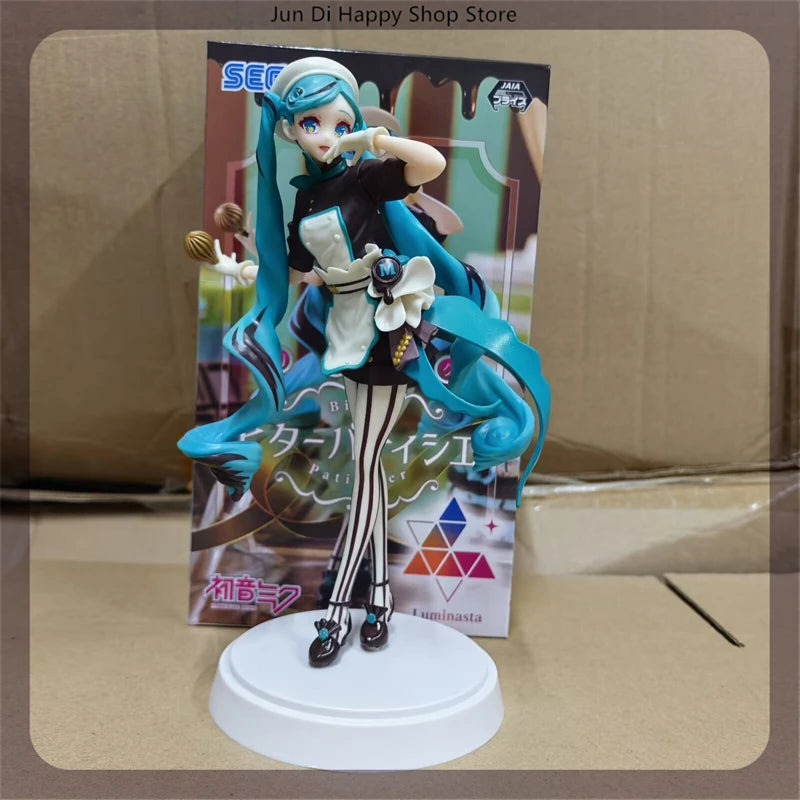 21cm Pastry Cook Miku Dark Chocolate Virtual Singer Girl Figure Model Statue Boys Collection Desktop Decoration Ornament Toys