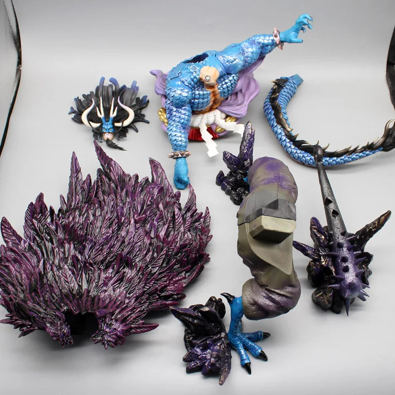 48cm One Piece Kaido Anime Figures Man Beast Figure Thunder Bagua Peripheral PVC Figurine Statue Model Decoration Toys Gift