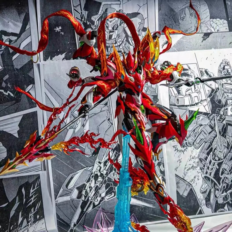 Motor Nuclear Mech Model Nezha Six-Armed Mecha With Lotus Base Alloy Skeleton Assembly Statue Kit Action Figures Toys Boys Gifts