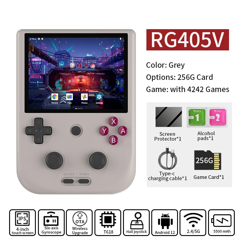 ANBERNIC RG405V Video Handheld Game Console 4" IPS HD Touch Screen Android 12 System T618 64-bit Wifi Portable Retro Game Player