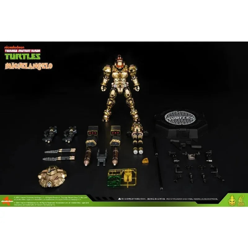 Spot HEATBOYS Original Ninja Turtles Michelangelo Gold Shine Edition Venue Limited Edition Metal Mech Mobile Model Handmade Toy