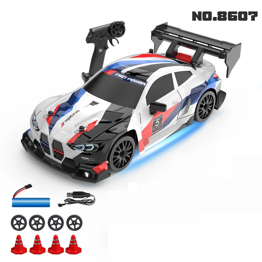 4WD High Speed ​​RC Drift Mustang 1:24 - Ferngesteuertes RC-Rennauto | Austauschbare Reifen | Rennsport-Geschenkspielzeug für Jungen