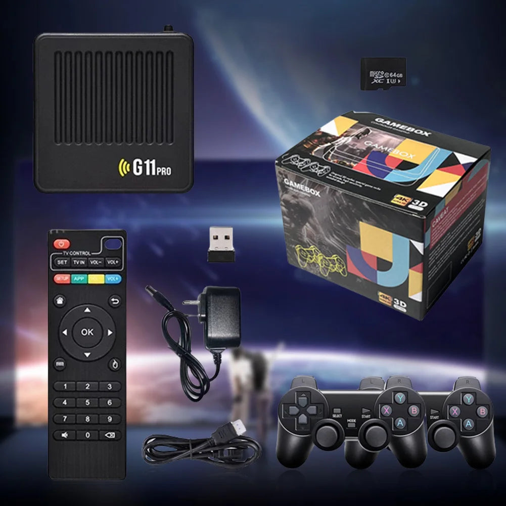 G11 Pro Retro Home Console Built in 10000+ Retro Games Plug and Play 4K HDMI-Compatible Output with 2.4G Wireless Dual Gamepad