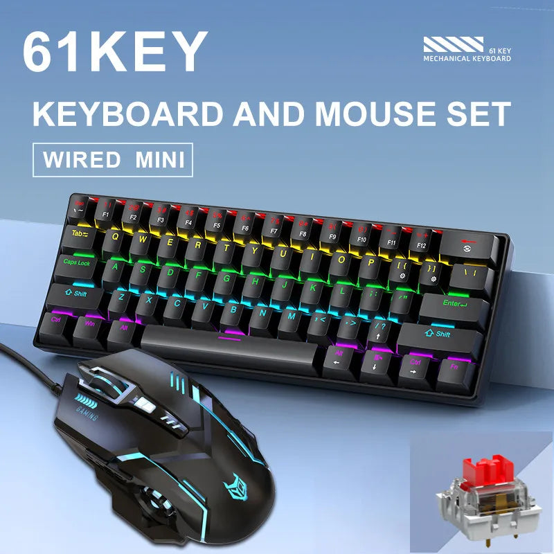 APAYADO K61RGB Mechanische Tastatur &amp; T07 Gaming-Maus-Kombination – Kabelgebundenes RGB-Paket für Gaming/Büro, ergonomisches Design