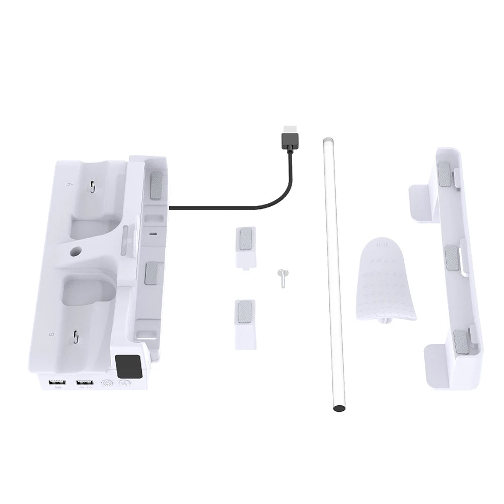 Horizontal Cooling Stand for Playstation 5 Slim Console Holder with Dual Controller Charger Stand Headphone Hanger for PS5 Slim