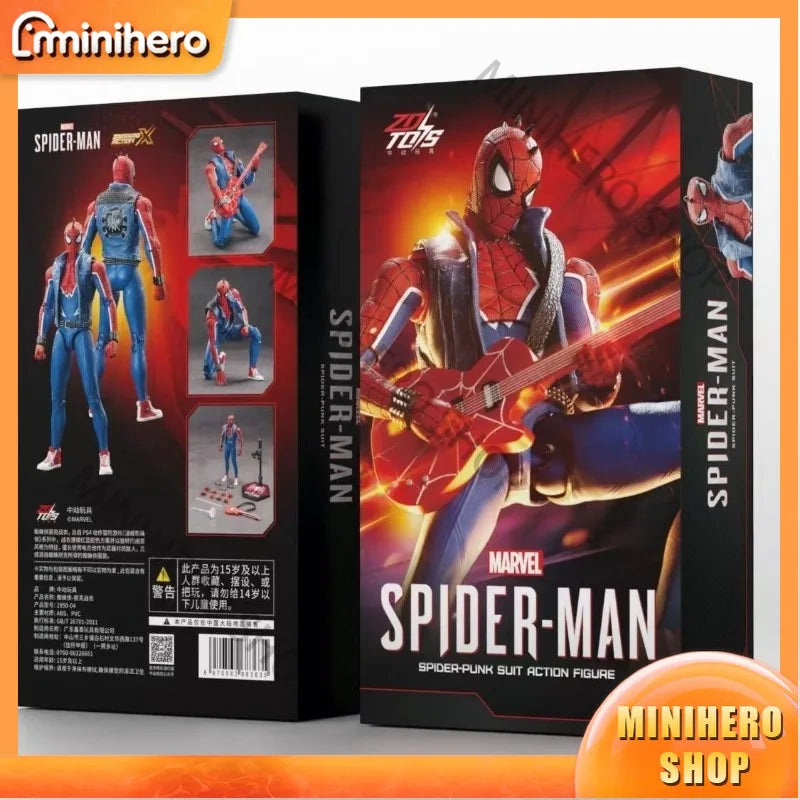 In stock ZD Toys Zhongdong Official Spider-Man Punk Costume Action Figure with Articulated Joints Collectible Toy Model