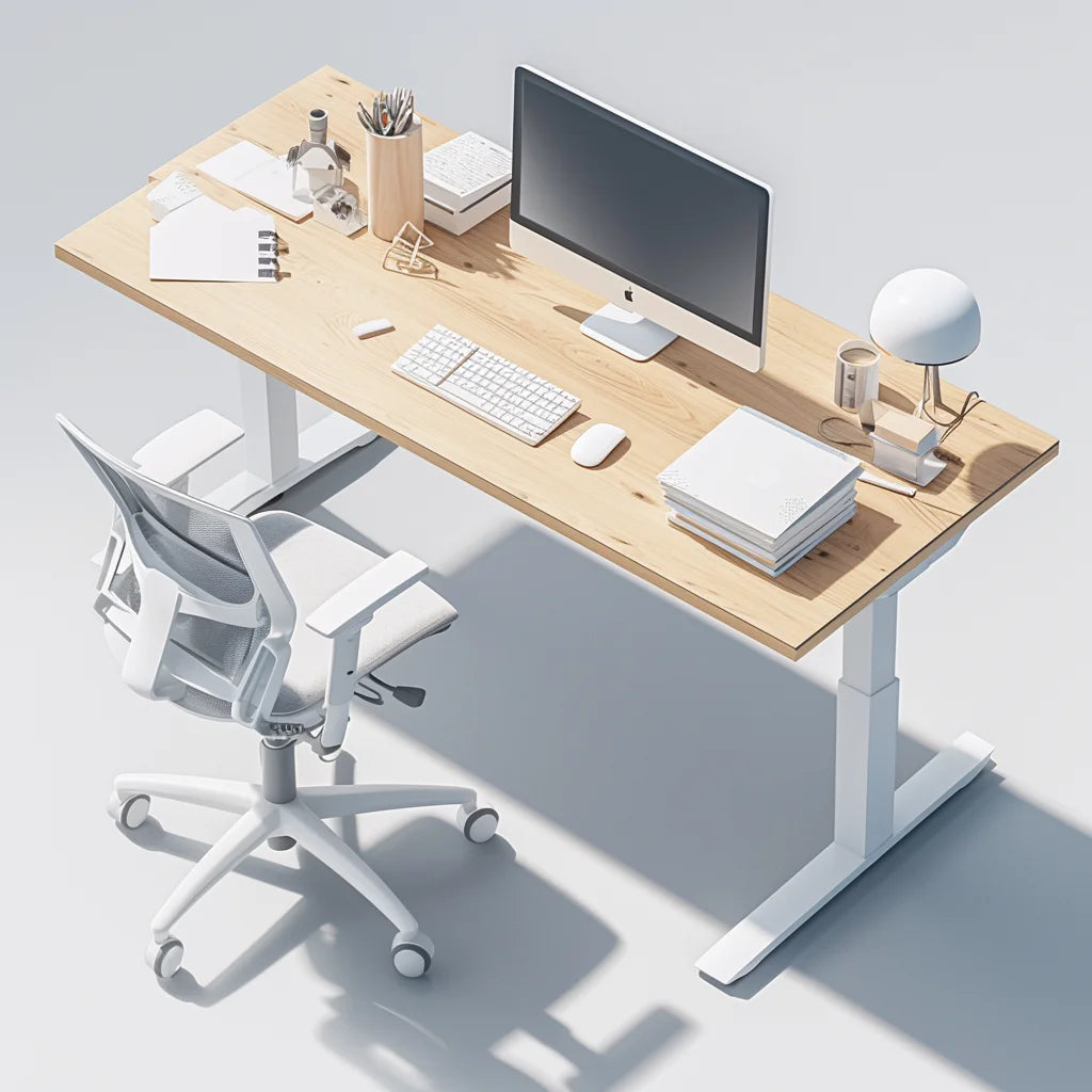 Home Gaming Height Adjustable Electric Standing Desk Frame Office Furniture Extendable Work Lifting White Desk