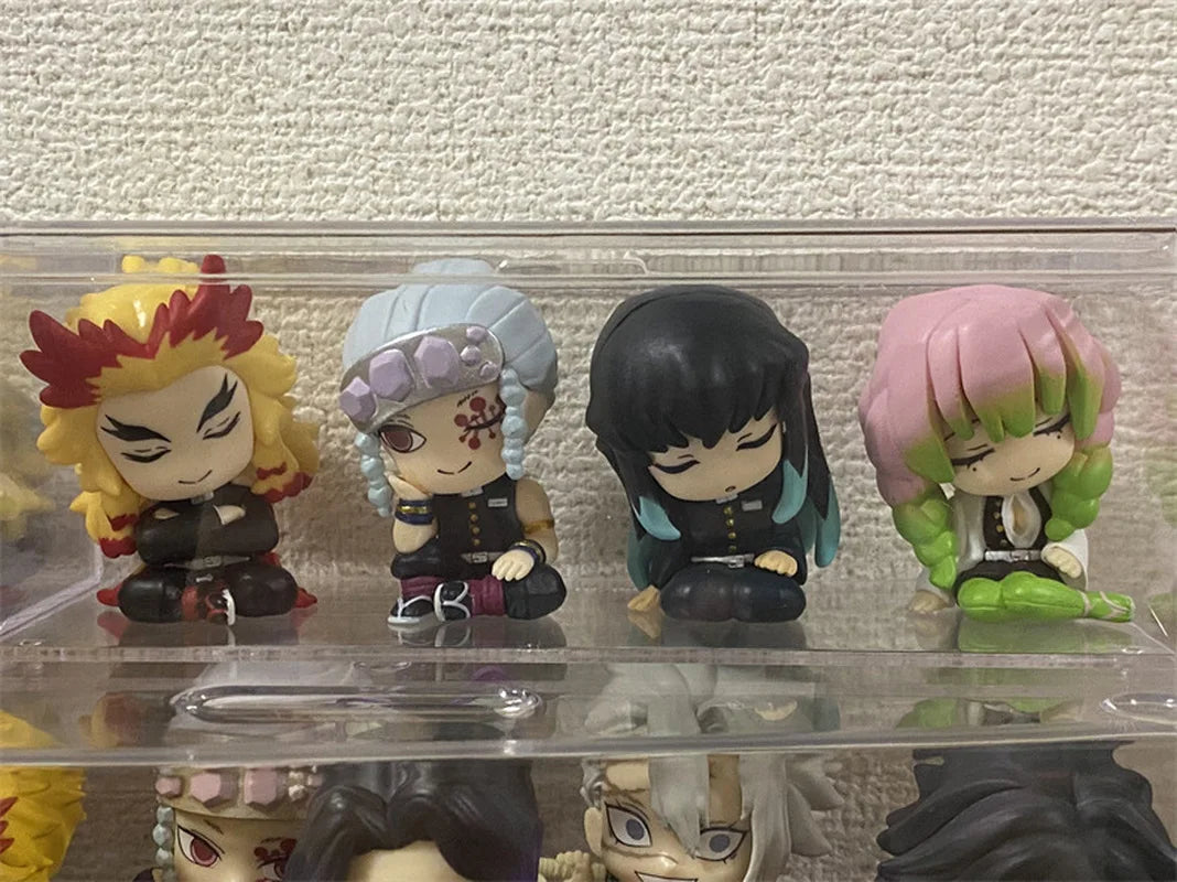4pcs Demon Slayer Q Edition Sleep On Shoulders Hashibira Inosuke Agatsuma Zenitsu Kamado Tanjirou 2nd Bullet Ornament Toys Gifts