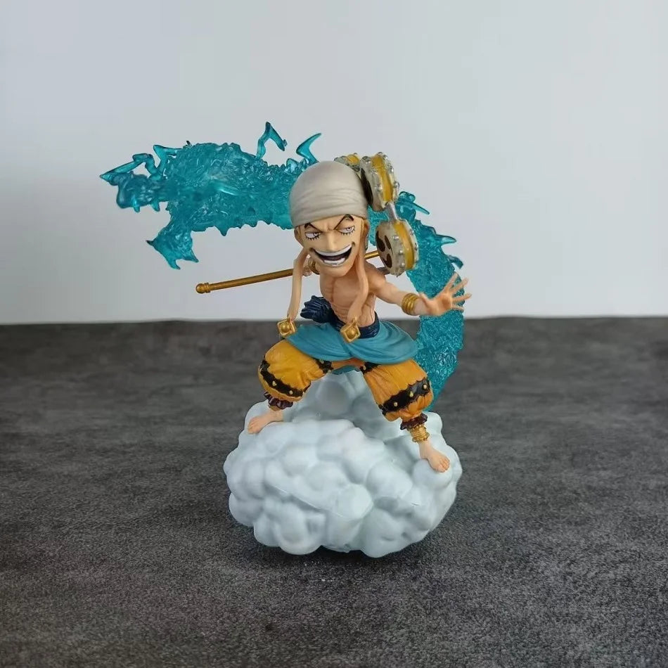11CM Anime ONE PIECE Grand Line Sky Piea Piece Figure God Enel Mini Action Figures GK PVC Collection Statue Ornament Model Toys