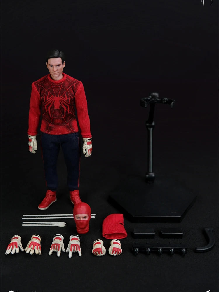 RemadCustom 1/12 Tobey Maguire Spider Print Cloth Wrestler Actionfigur Kampfmaske Kopfersatz 6" Männliches Soldatenspielzeug