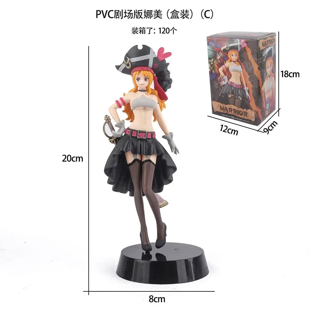 19CM Аниме One Piece Nami Черни дрехи Екшън фигурка ONE PIECE FILM RED Обличане Фигурка PVC Колекционерски Модел Играчка Детски Подарък