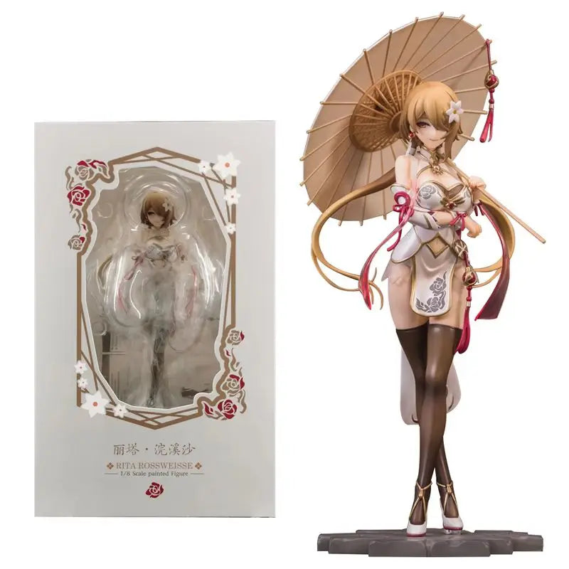 Honkai Impact 3 Figure Rita Rossweisse 25cm Sexy Black Silk Cheongsam Action Model Toy Doll for Collectors