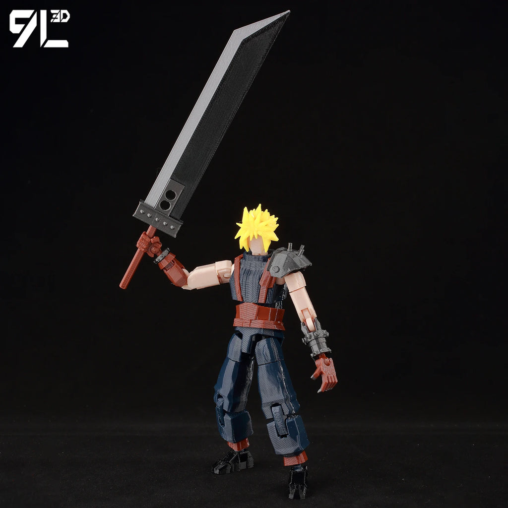 9L3D Cloud FFVII Figure Buster Sword Multi-Joint Articulated Lucky Dummy 13 Anime Action Model Posing Display Children Games toy