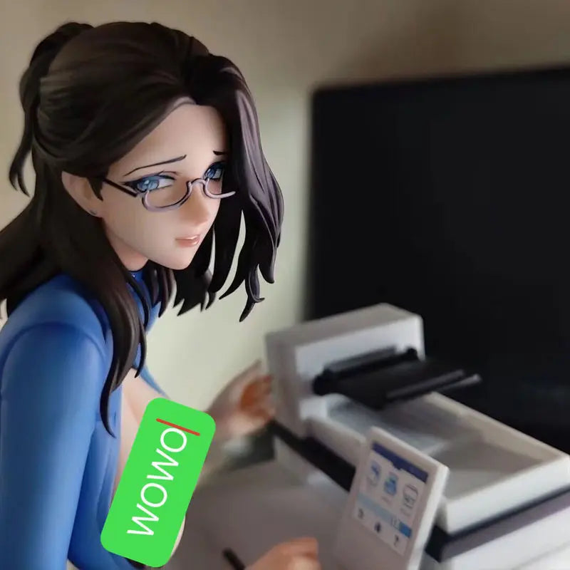 Stylish Poised Charming Anime Office Lady Pvc Figure Printer Scene Desktop Bookshelf Case Decor Collectible Model For Anime Fans