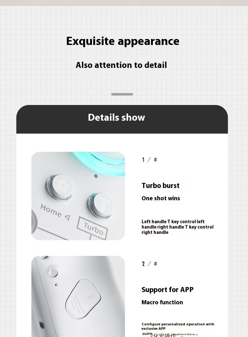 Aolion J20 Wireless Knight Gamepad für links und rechts, RGB-Bewegungssensor, Hall-Joystick für Nintendo Switch 1/2, Controller-Zubehör 