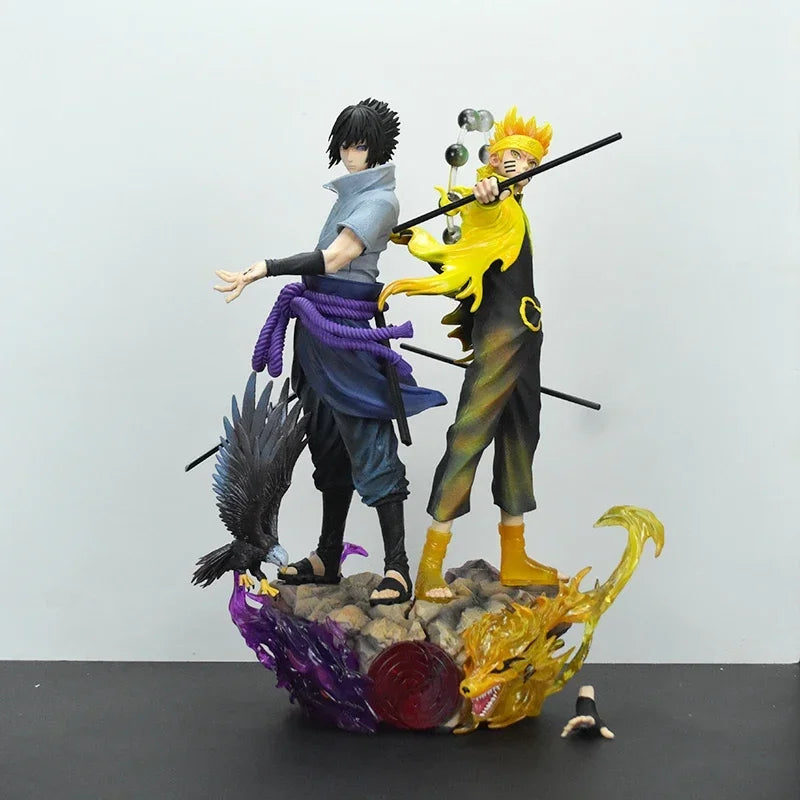 27cm Anime Uchiha Sasuke Statue Naruto Fighting Figurs GK Uzumaki Figures Shippuden Model PVC Collection Model Perimeter Toys