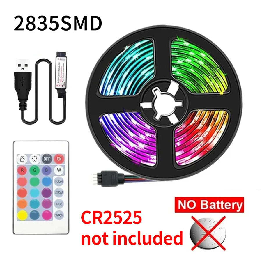 USB 2M/3M RGB Led Strip Light 2835 60Leds DC 5V RGB Ribbon Led Tape with IR Remote Control PC TV Backlight Gaming Room Decor