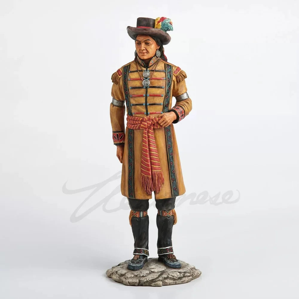 Native American Indian Tribal Leader Statue Hand Painted Resin Figurine Ethnic Chief Sculpture Home Office Decor Collection Gift
