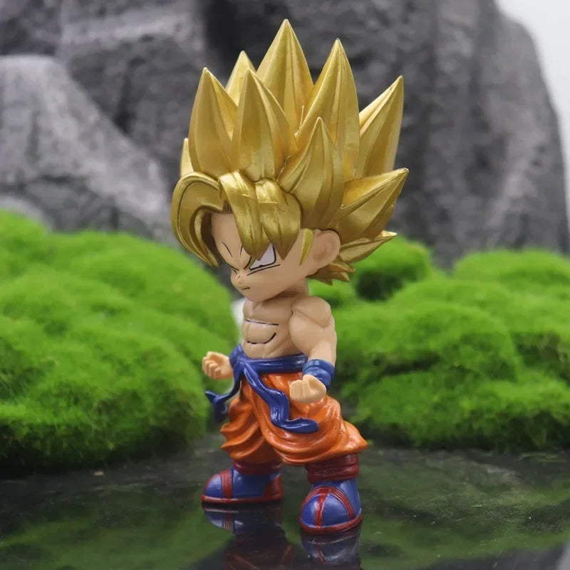 Q Version Dragon Ball Figures Goku Shenron Action Figurine Super Saiyan 2 Pvc Anime Statue Ornament Doll Bedroom Collection Gift