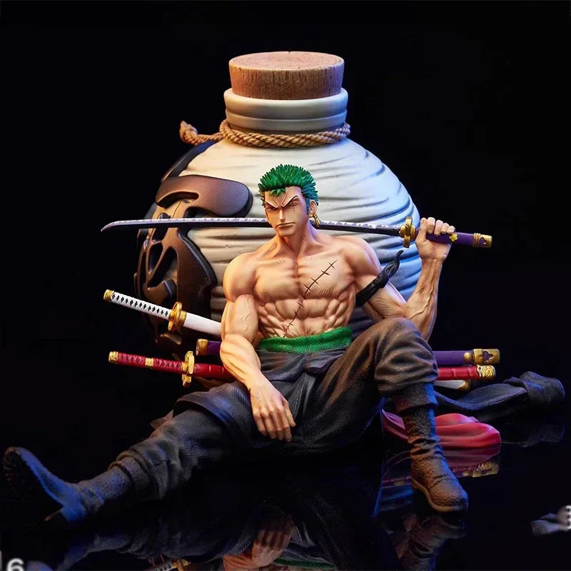 10cm One Piece Anime Figure Roronoa Zoro Anime Figure Sitting Action Figure Pvc Model Statue Collection Decoration Toys Gift