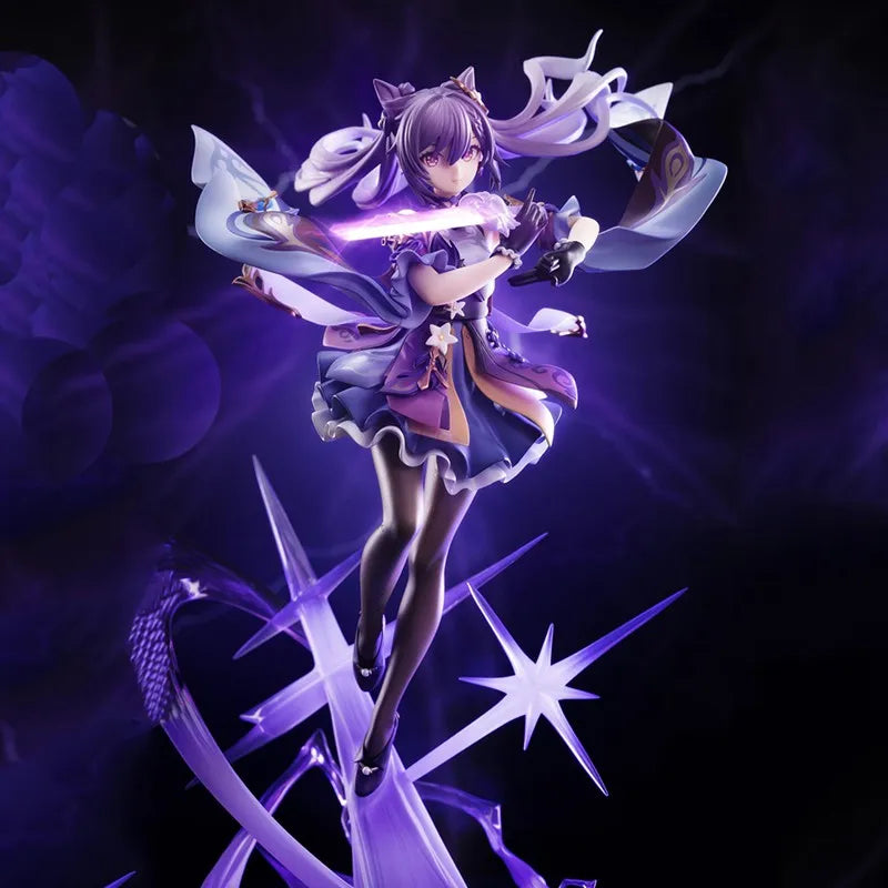 25cm Anime Figure Genshin Impact Keqing Shenhe Hu Tao Xiao Standing Sword Model Decoration Collection Toy Sexy Japanese Dolls 