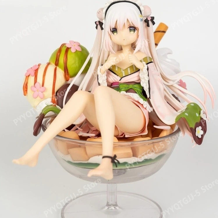 Shiratama Komame Anime Figure Ice Cream Wine Glass Shape Kimono Ver Model PVC Statue Collectibles Desktop Decoration Gift