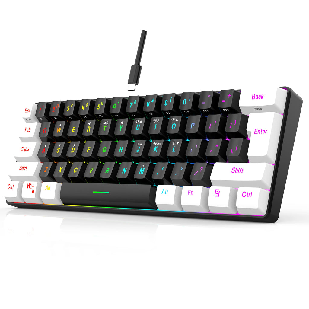 60 % kabelgebundene Spieletastatur, ultrakleine Tastatur mit RGB-Hintergrundbeleuchtung, wasserdichte tragbare Computer-/MAC-Spieletastatur