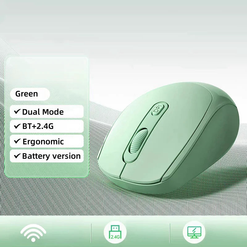 Dual Modus Drahtlose Maus Bluetooth-kompatibel 2,4G Batterie Optical Stille Maus 1600 DPI Für MacBook Laptop PC Spiel Büro
