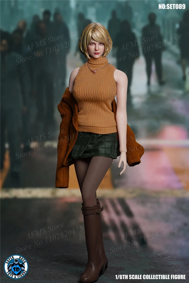 SUPER DUCK SET089 1/6 Women Soldier Ashley Graham Head Carving Clothes Set  4 Dolls Fit 12Inch Action Figure Body