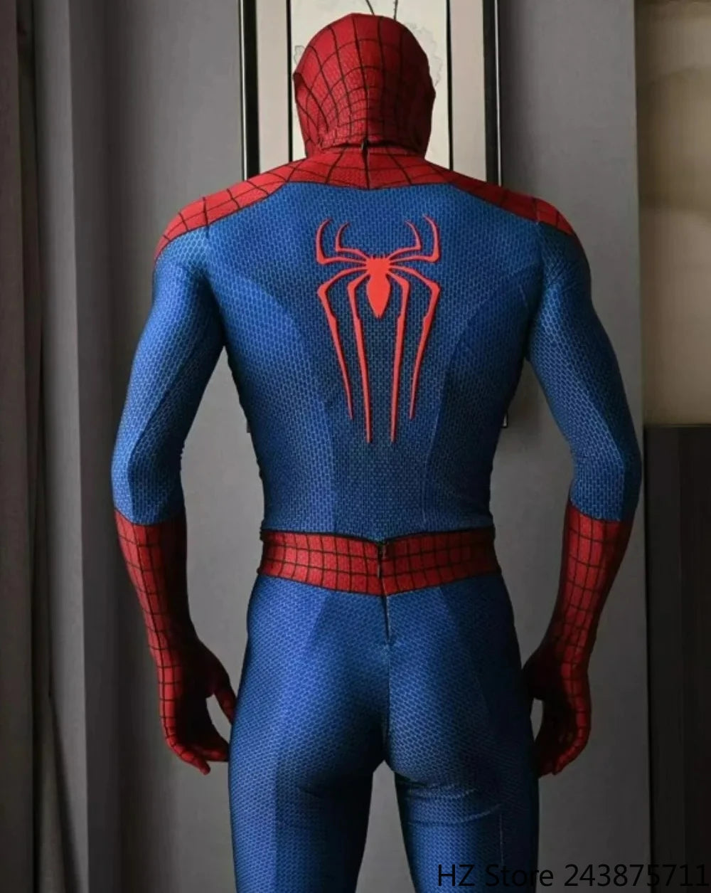 Half Screen Printed The Amazing Spider-man 2 Jumpsuit with Mask 1:1 Customized Handmade Spiderman Suit Halloween Cosplay Costume
