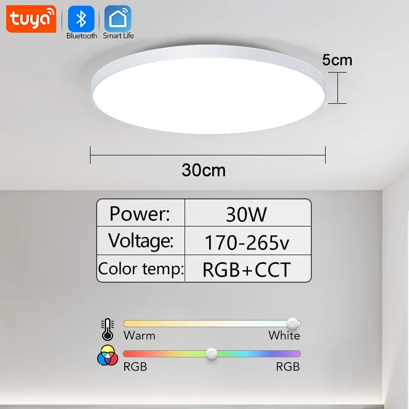 MARPOU RGB Smart Lamp 30W 36W Led Ceiling Light With Tuya APP Dimmable Remote control Ultrathin led lights for room Bedroom