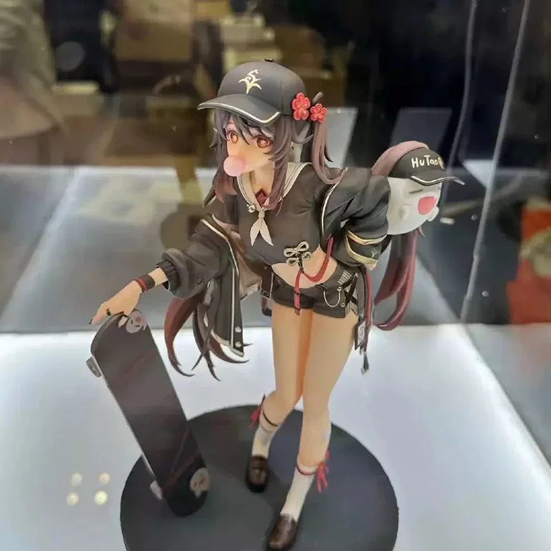 Hu Tao Genshin Impact Figurine Trendy Clothes Skateboarding Hu Tao Action Figures PVC Anime Collection Model Peripheral Toys