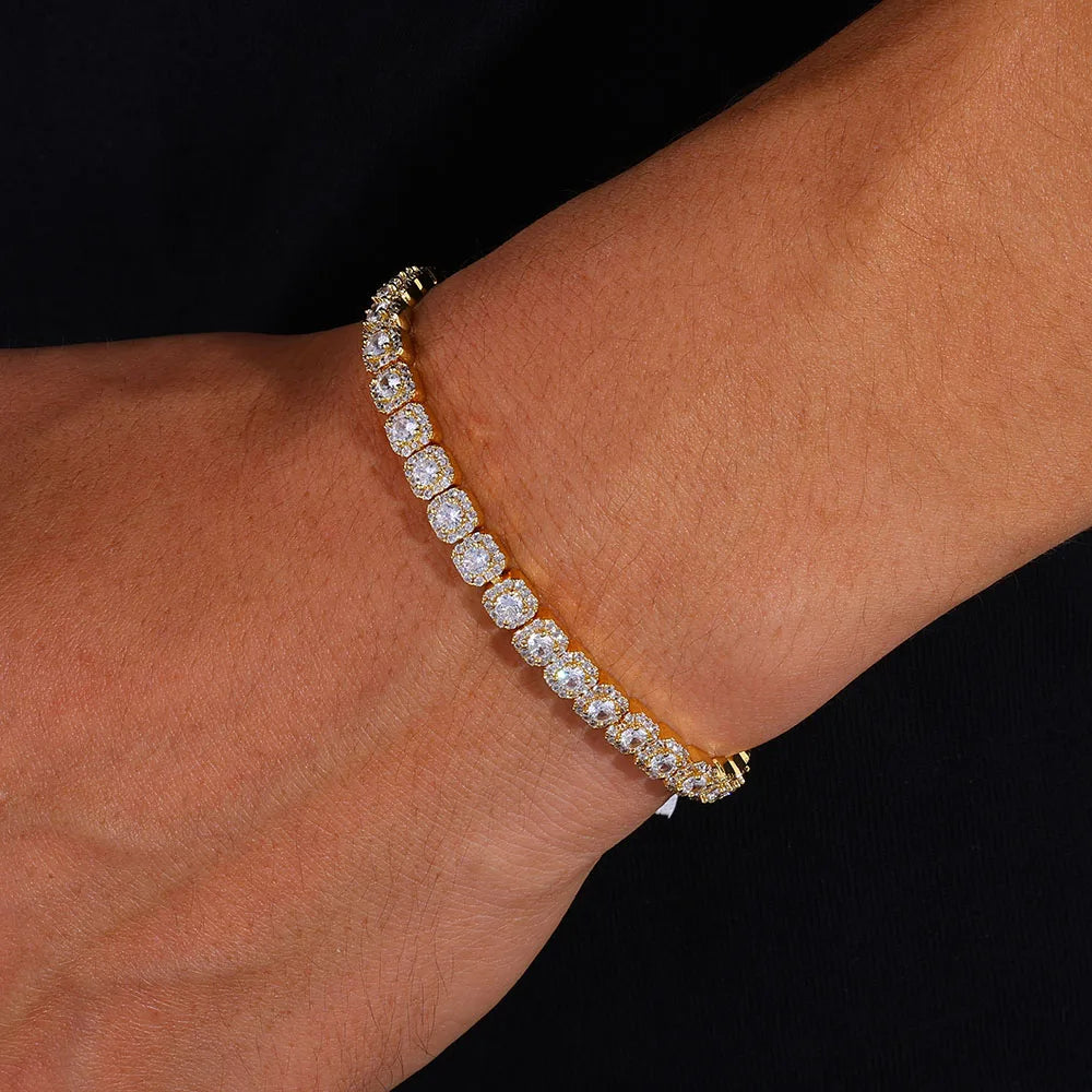 5 mm Iced Tennis Chain Armband Bling Zirkon Cluster Diamant 18 Karat vergoldetes Armband für Damen und Herren Hip Hop Schmuck