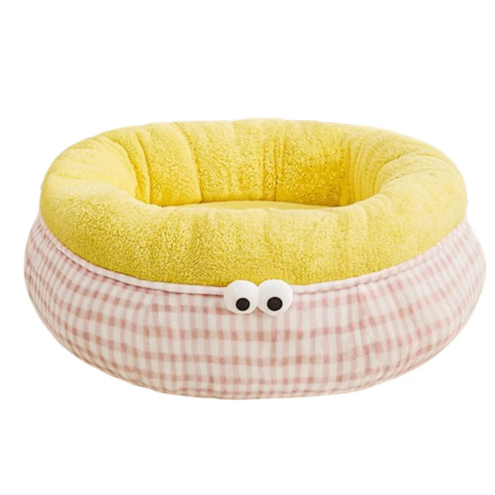 Breathable Cartoon Pet Dog Bed Soft Thickened Dog Sofa Bed Donut Shape Semi-surrounded Dog Kennel For Dogs Puppy Kitten