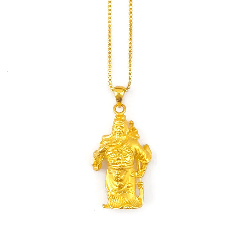 Luxury and fashionable 24K real gold 5D men and women same style Guan Gong pendant au999 gold Guan Gong necklace