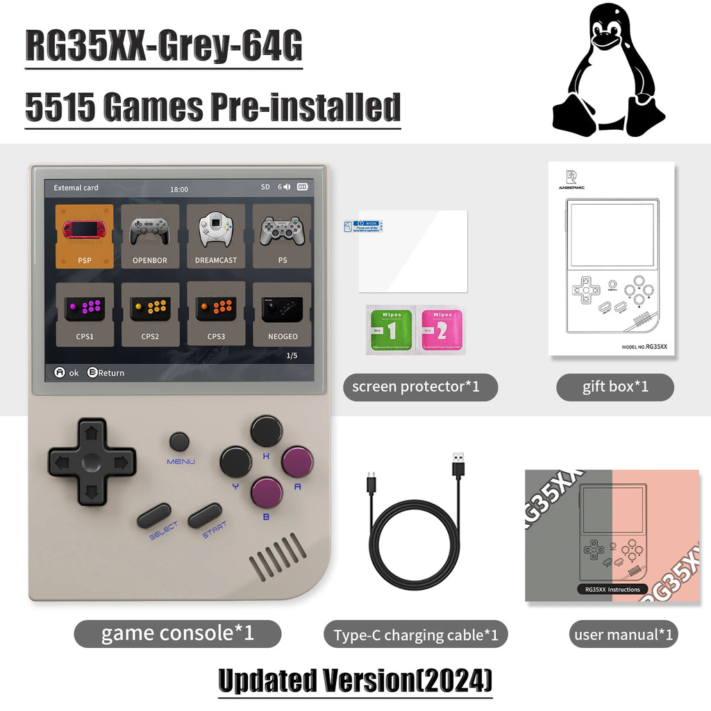 ANBERNIC RG35XX New Updated 3.5-inch IPS Video Game Handheld Game Console With Linux System H700 quad-core ARM Cortex-A53 1.5GHz