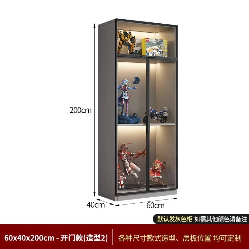 Customized Bookcase Glass Door Dust-proof Bookshelf Figure Lego Model Display Home Living Room Display Wine Cabinet Transparent
