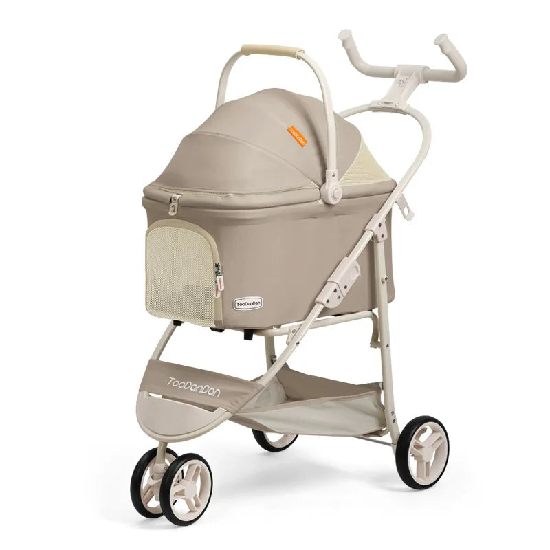 Leichter, faltbarer Haustierbuggy mit abnehmbarer Transportbox für Hunde und Katzen, geeignet für kleine und mittelgroße Haustiere, ideal für Reisen und Spaziergänge im Freien