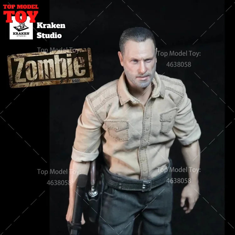 Kraken Studio 1/12 Scale Terrifying Zombie Police Killer Rick Figure Full Set 6'' Men Soldier Action Figure Model Collectible