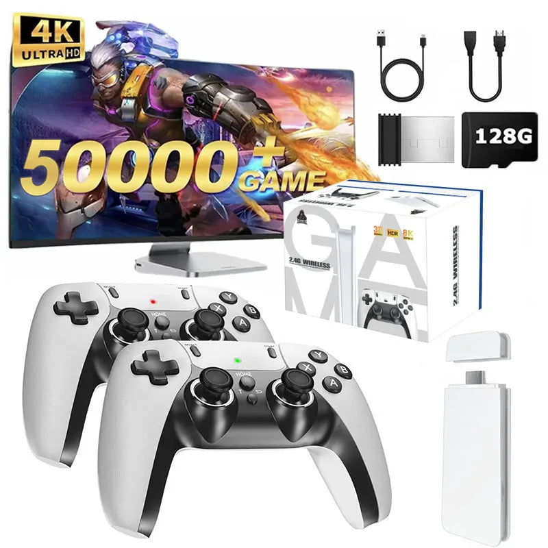 4K TV Game Stick M15 Videospielkonsole Eingebaute 40000+/50000 Spiele 128G Handheld-Spiel-Player Wireless Controller Retro Gamepad