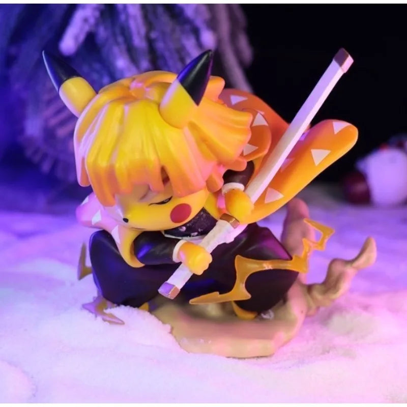 Pokemon Anime Pikachu Cross-Dressing Agatsuma Zenitsu Sammlerfigur aus Vinyl, Geschenkidee, PVC-Actionpuppe