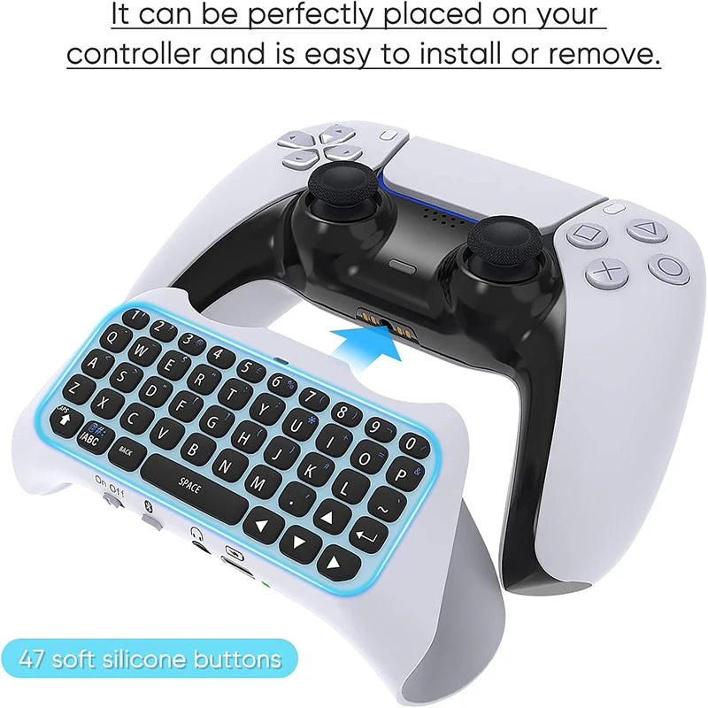 Console Controller Keyboard Portable Wireless Controller Keyboard for Playstation5 with Built-in S ...