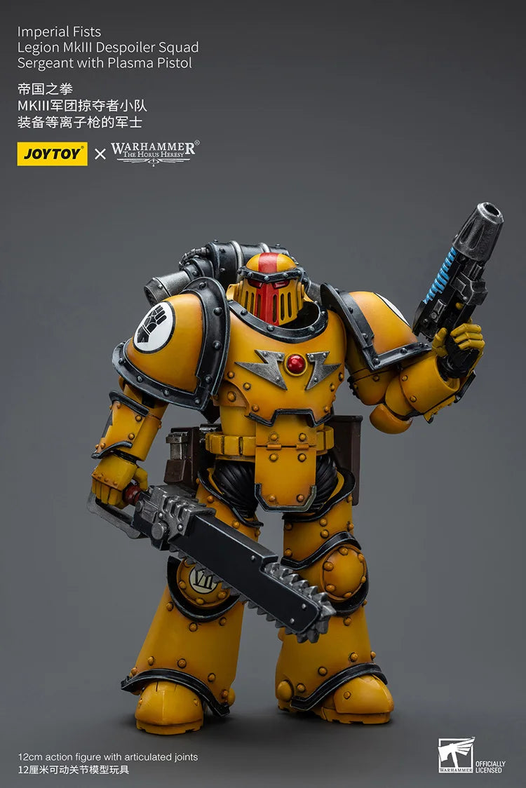 JOYTOY Warhammer „The Horus Heresy“ Imperial Fists Legion MkIII Despoiler Squad Sergeant mit Plasmapistole Actionfigur Puppe