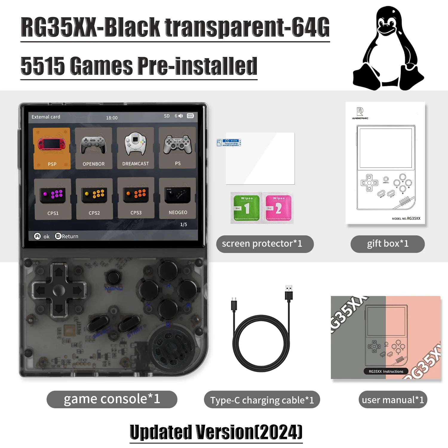 ANBERNIC RG35XX New Updated 3.5-inch IPS Video Game Handheld Game Console With Linux System H700 quad-core ARM Cortex-A53 1.5GHz
