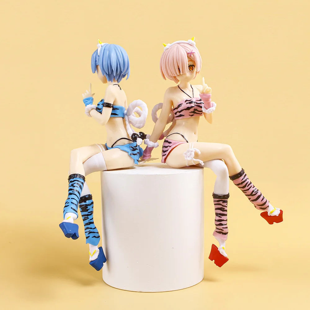 New  Anime Figure pajamas Leopard Bikini Sitting posture Girl  PVC Action Collection Model
