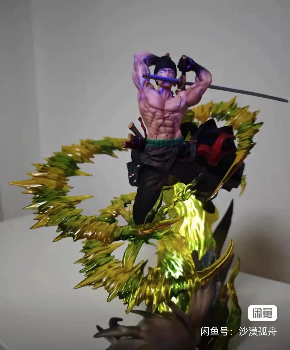 One Piece Figure Zoro 30cm Figures Roronoa Zoro Anime Figure With Light Standing Model Pvc Collect Ornament Birthday Gift Toyson