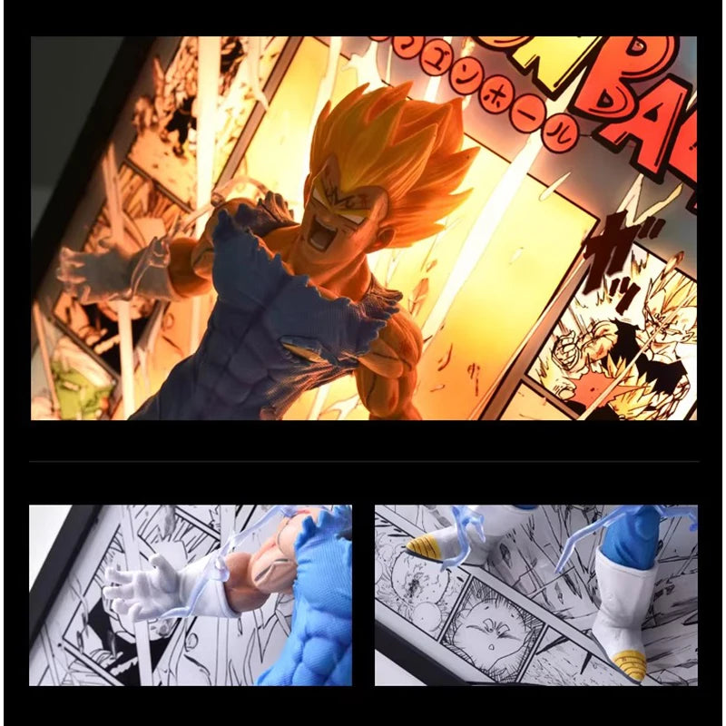 Dragon Ball Action Figures Vegeta 3D Stereo Decor Lamp Painting Goku Poster Anime Figures Creative Stereo Painting Birthday Gift