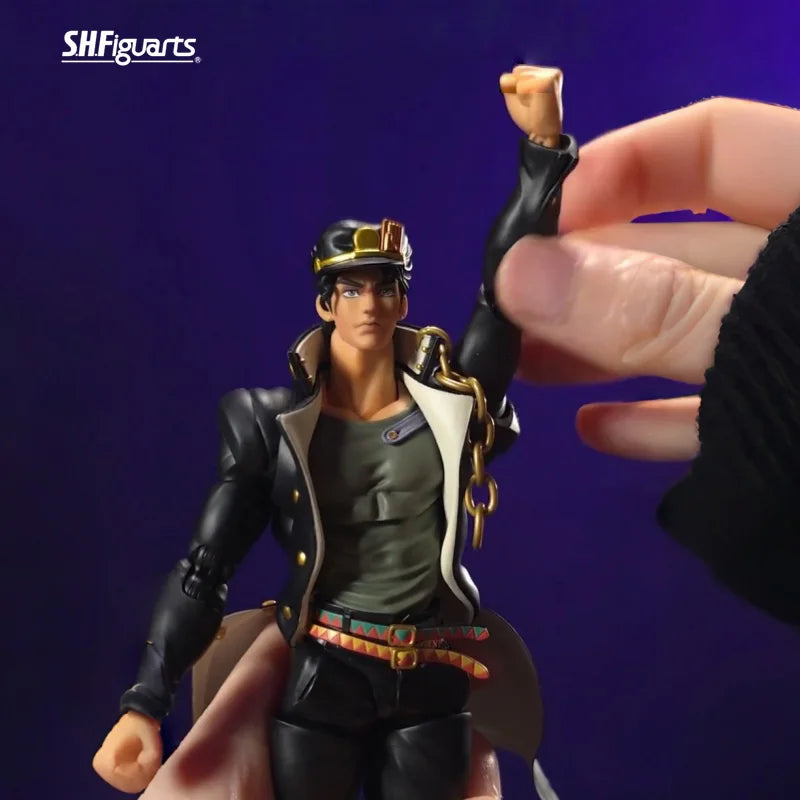 Genuine Bandai Shf Jojo'S Bizarre Adventure Jotaro Kujo Stardust Crusaders Action Figure A Gift Perfect For Anime Enthusiasts